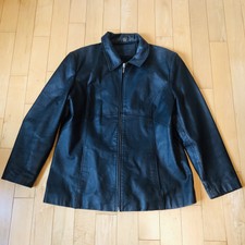 Jacqueline Ferrari Womens Leather Jacket Coat | Size Xl Black Genuine Leather