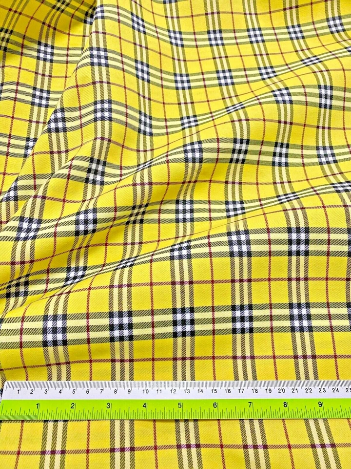 Tela tejida de algodón tartán a cuadros amarilla por talla Gr8 para faldas escocesas vestido drapeado Foto 3 de 3