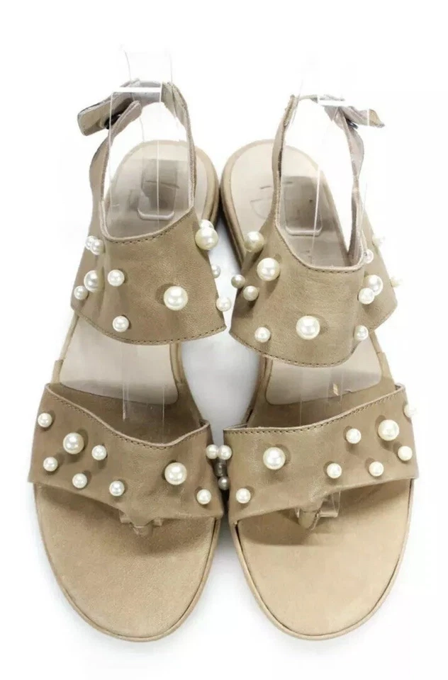 NUEVO LD Tuttle Mujer The Core Sandalias Beige Cuero con Perlas Talla 38.5/8.5M Foto 2 de 4