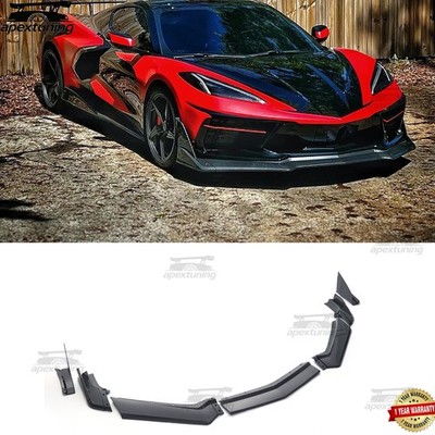 For Chevrolet Corvette C8 Z51 STG 2020-2025 Front Bumper Lip Carbon Fiber Look