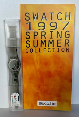 Vintage Swatch Watch 1997 Standard Gents OXYGEN #GK241 Element Series + Catalog
