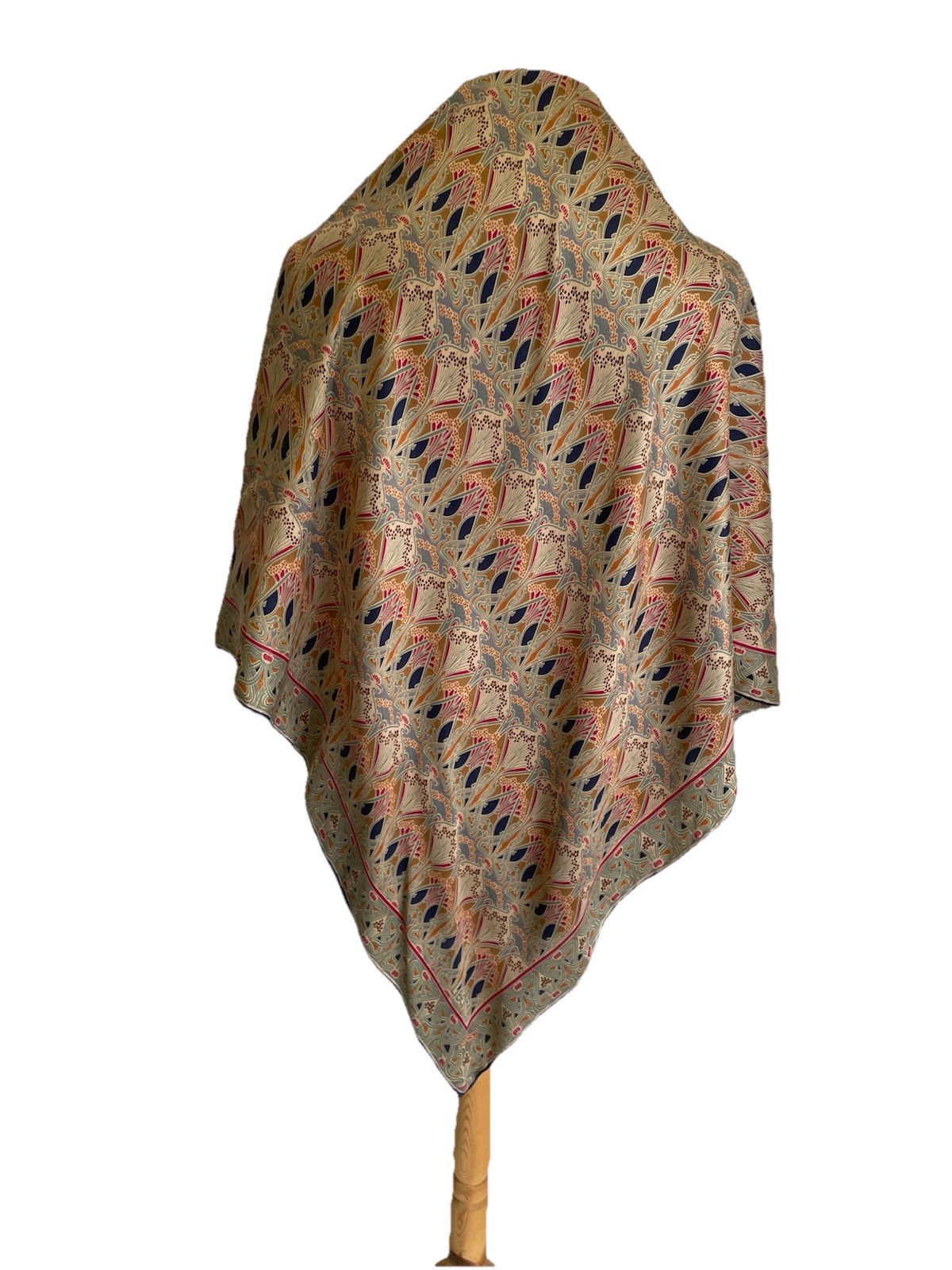 Vintage Liberty of London silk scarf with Art Nouveau botanical floral square print