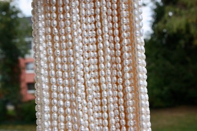 5-6 mm oval  Zuchtperlen Strang Süßwasser Perle Schmuck Kette Halskette mkn