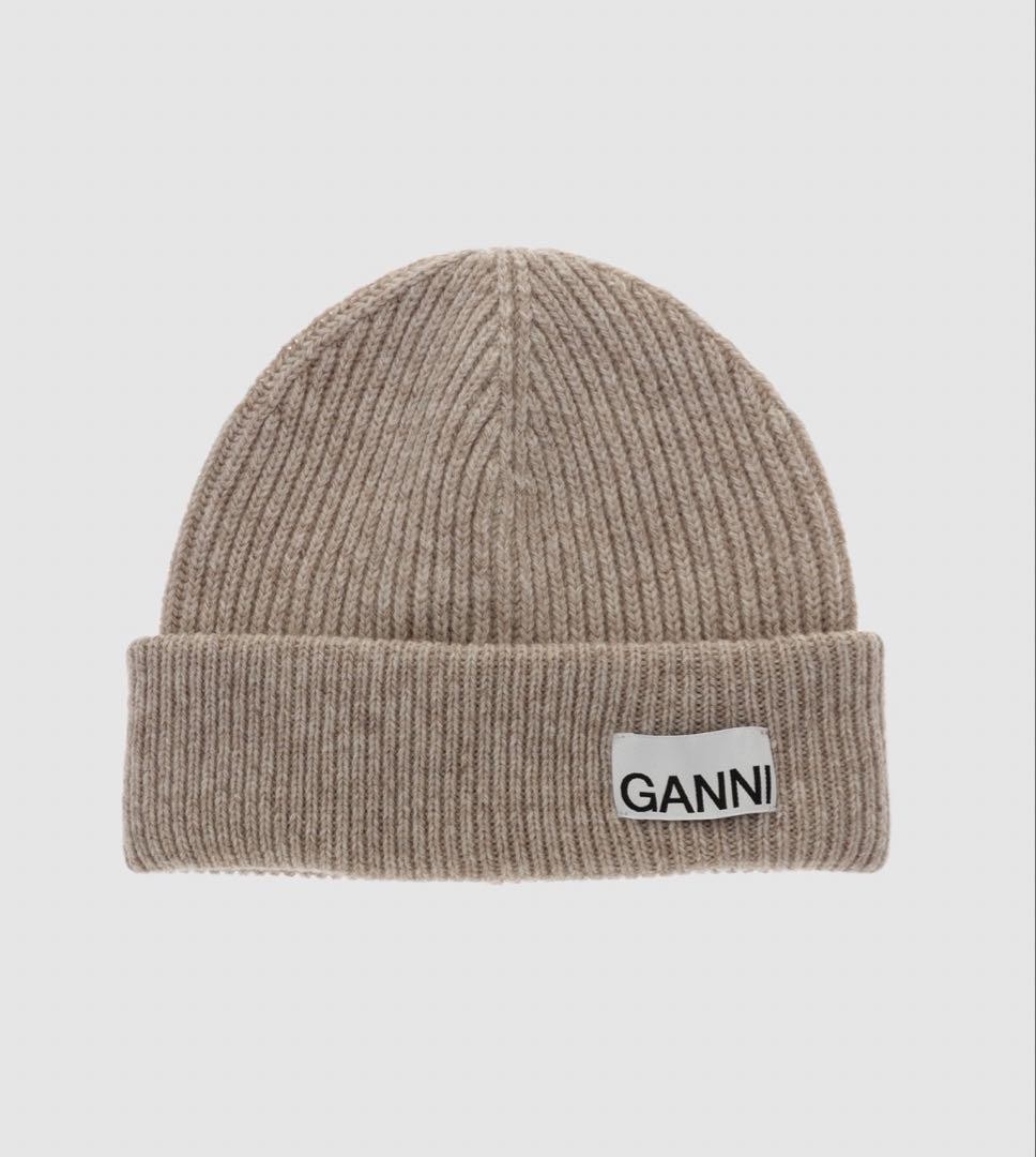 帽子 GANNI Garmentory | OLIVE DUSTY - BEANIE RIB STRUCTURED Ganni Beanie Knit Rib Structured Light 帽子