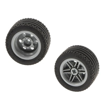 2x Lego Technic Wheel 43.2x22 ZR Black Rim 30.4x20 New-Light Gray 56145c01