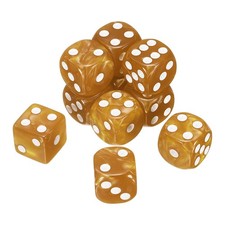 10Pcs 6 Sided Colored Standard Dice, Acrylic D6 Pearl Pattern Dice, Orange