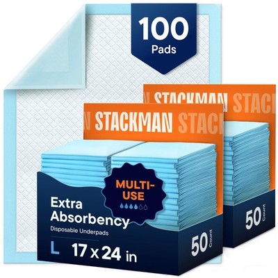 Chucks Pads Disposable [100-Pack] Multi-Purpose Pee - 17'' X 24'', Blue