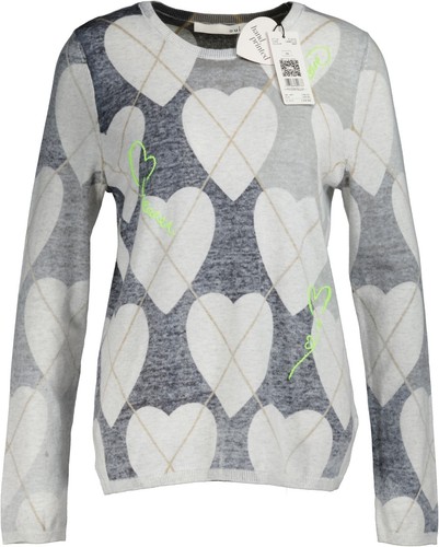 NEU! Oui Damen Pullover aus Baumwolle in grau-mix Gr. 40