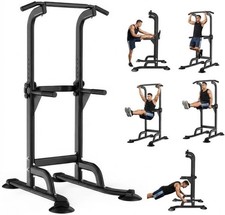 Power Tower Dip Station Pull Up Bar for Home Gym 330LBS Capacity Strength Train