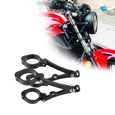 Motorcycle Headlight Bracket 51-54mm Black Headlamp CNC Fork Tube Side Mount ...