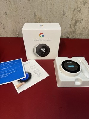 Google Nest A0013 3rd Generation Learning Thermostat/ White WORKS - Read