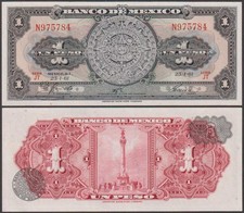 El Banco De Mexico, 1 Peso, 1961, UNC, P-59
