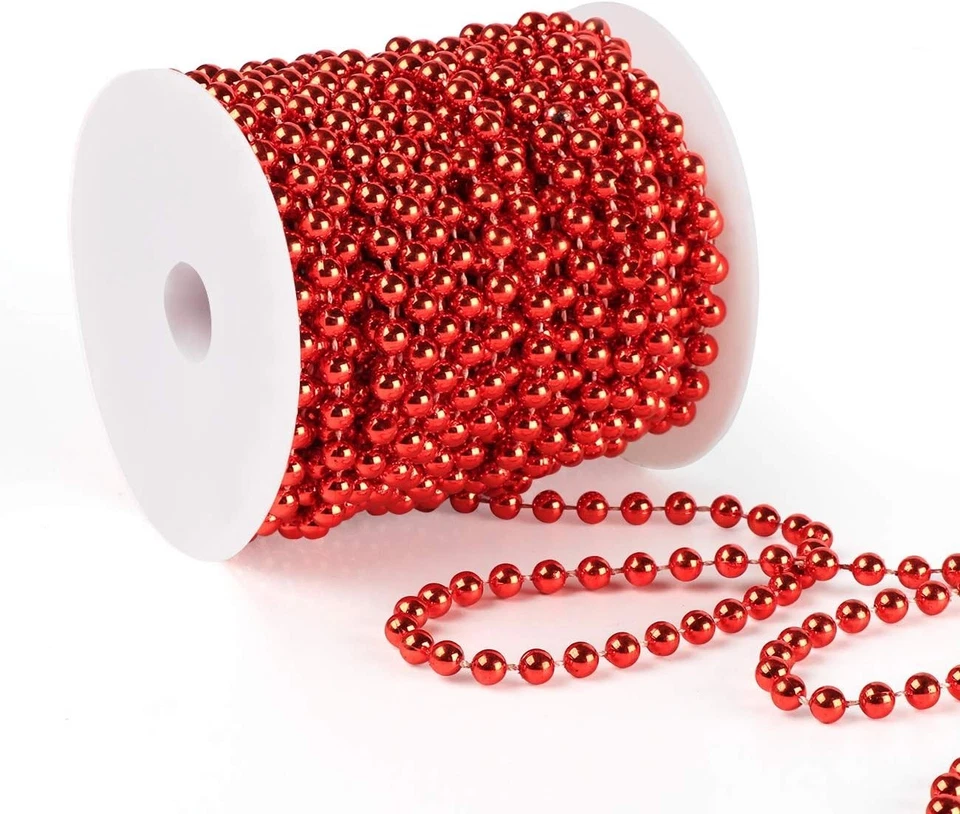 Perlenkette, Christbaumkette, Dekoperlen, 15m, rot, Weihnachtsdeko, Hochzeit - Bild 3 von 4