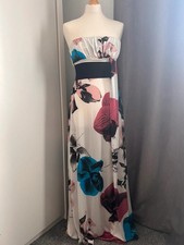 Miss Sixty Vintage Maxi Dress Size S UK 8 10 Pink Floral Strapless Made In Italy