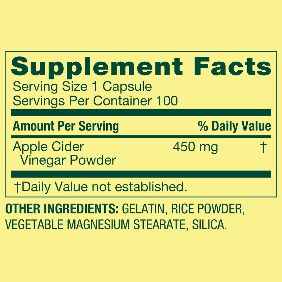Spring Valley Apple Cider Vinegar Capsules, 450mg, 100 Count - Image 4 of 4