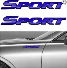 2 Pcs 3d Metal Car Sport Sticker Chrome-plated Personalise Sport Color Blue
