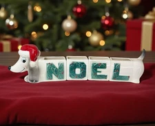 VTG 50's Lipper & Mann Christmas NOEL Dachshund Letters Snack Set MCM Japan