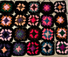 Lot of 20 4.5  MIXED COLORS Crochet TRADITIONAL GRANNY SQUARES Afghan Blanket