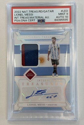 2022 National Treasures LIONEL MESSI World Cup GU Patch Auto 1/25 PSA 9 Auto 10