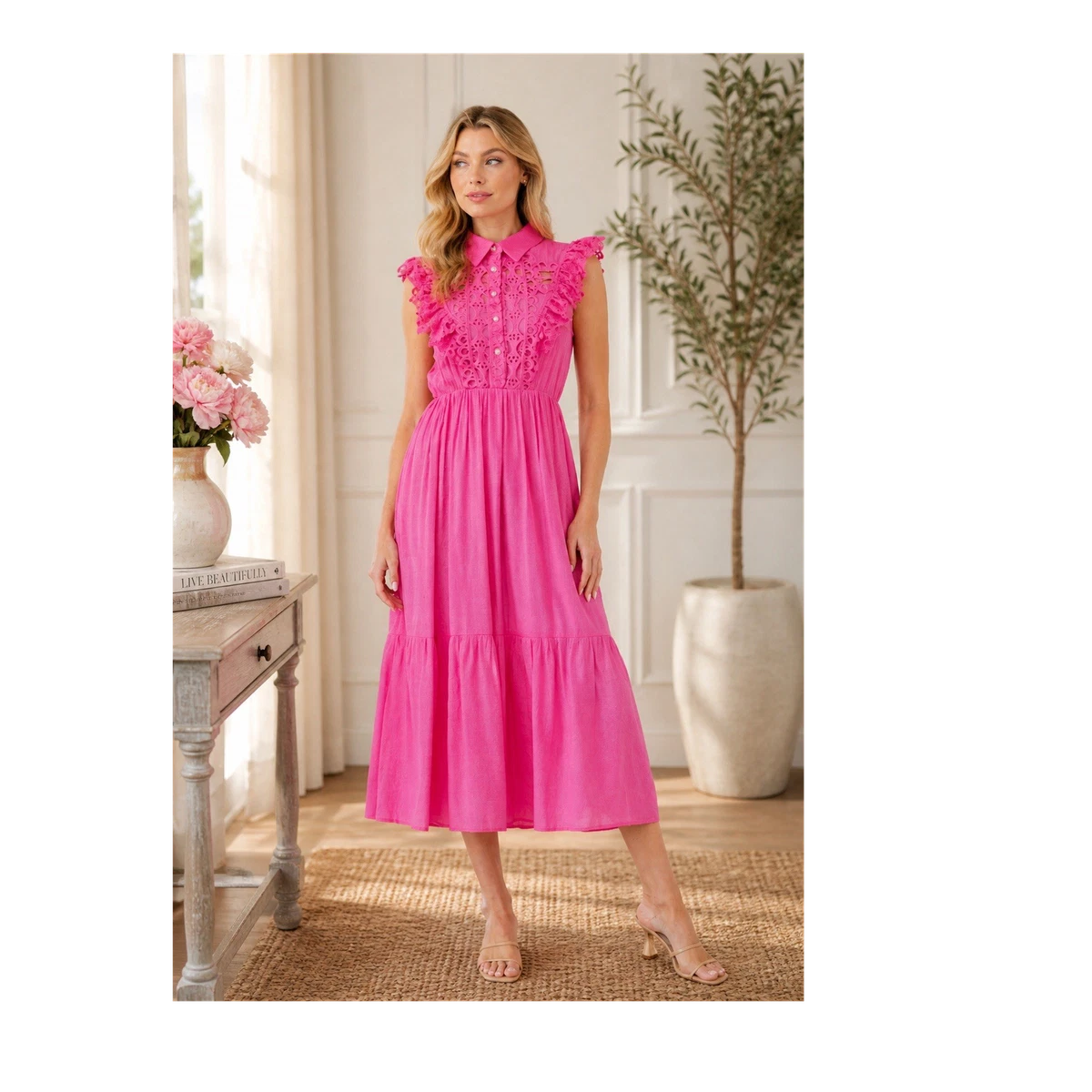 Pink Cotton Dresses for Women for sale | eBay