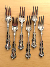 ANT. FOURCHETTES À PÂTISSERIE (6) ORIENT AKA VENISE HOLMES ET EDWARDS ARGENTERIE - 1904