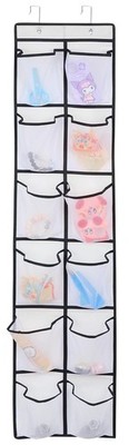 12 Large Pockets Over The Door Hanging Shoe Organizer, White