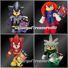DC x Sonic the Hedgehog as Flash Shadow as Batman Silver Green Knuckles 9" Plush