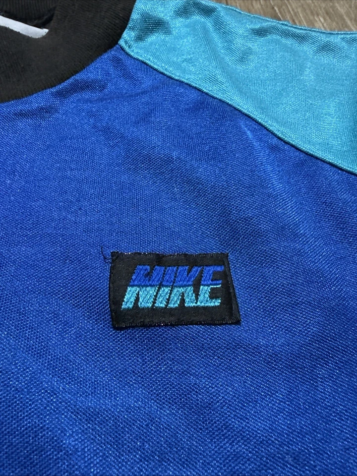 VTG Nike Cycling Jersey Mens Large Blue White 1/4 Zip 80s 90s Gray Tag - Image 4 of 4