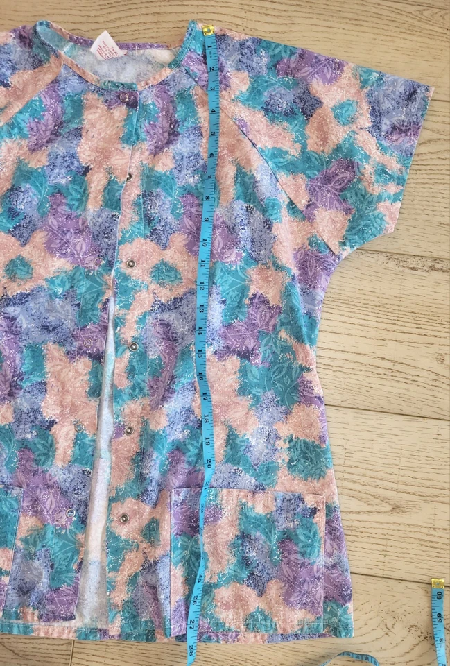 Midline Scrub Top Shirt Size S Small Short Sleeve Pockets Snap Cotton Blend - Image 4 of 4