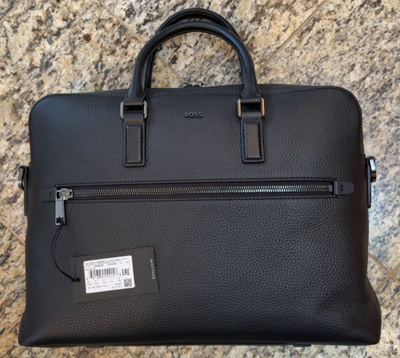 HUGO BOSS MORVAL$499 Document Case Genuine Leather Briefcase