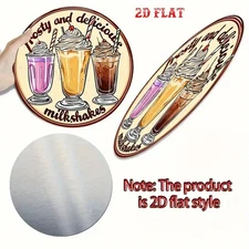 1pc 2D A Two-Dimensional Flat Style Retro Round Aluminum Sign- Icy Delicious Mi