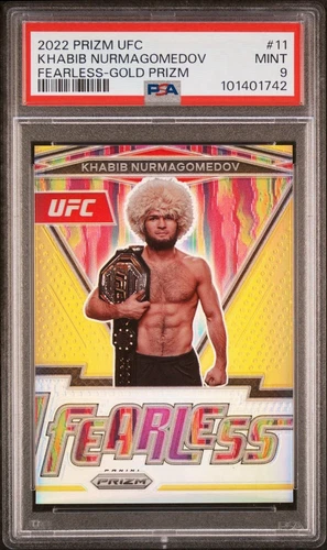 2022 Panini Prizm UFC #11 Fearless Khabib Nurmagomedov Gold Prizm PSA 9