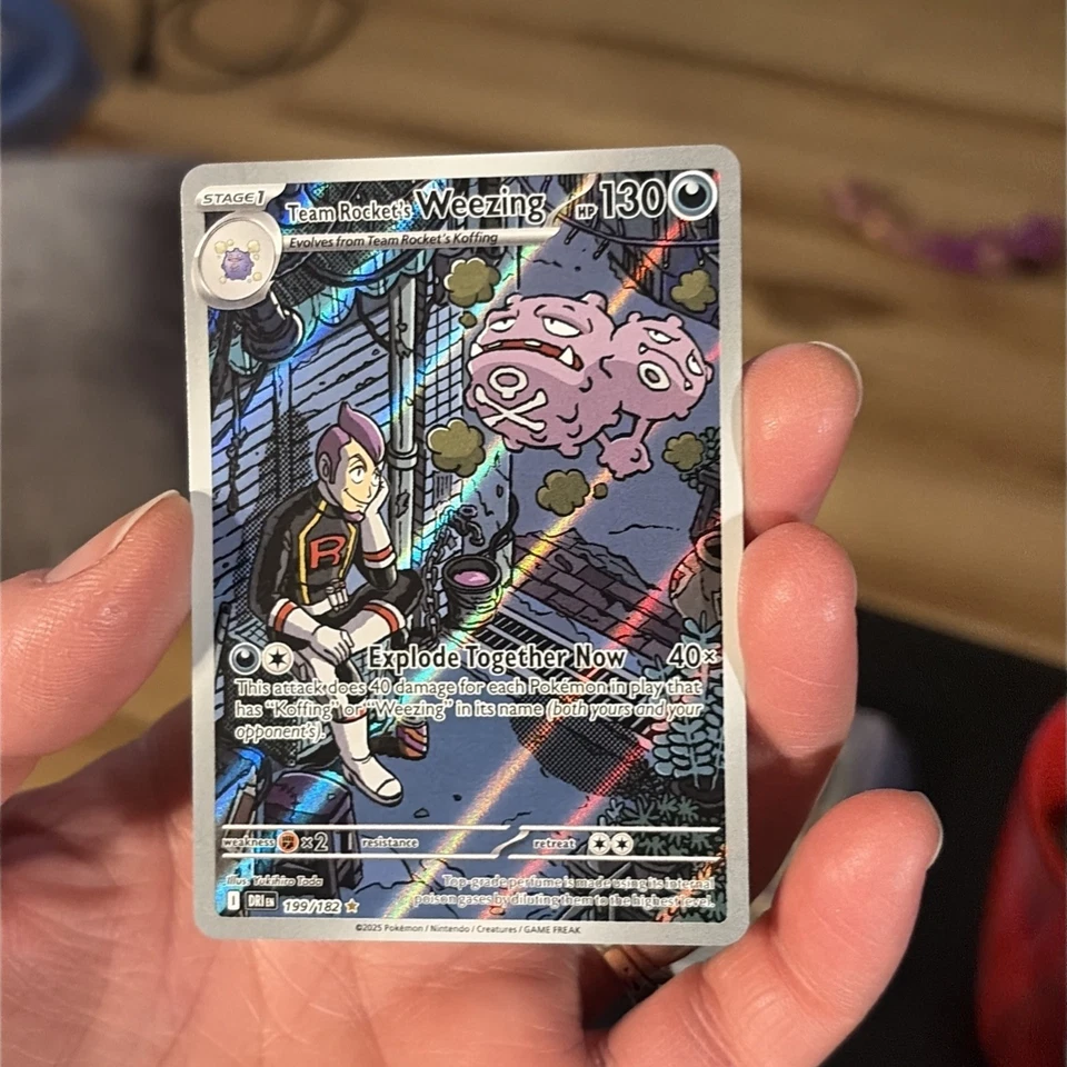 Pokém Destined Rivals TCG- Team Rockets Weezing Illustration 199/182 - Image 3 of 3