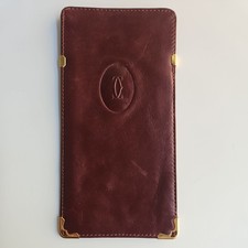 CARTIER Bordeaux Leather Sunglasses Eyeglasses Must Line Case 