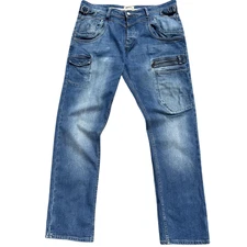 Vintage Men's 883 Police Milano Blue Cargo Jeans SIZE 38
