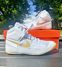 NIKE FURY WRESTLINGSCHUHE - WEISS/METALLIC GOLD - GRÖSSE 9,5