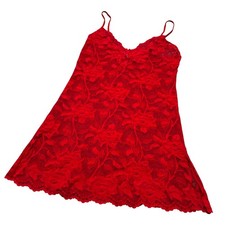 Victoria's Secret Valentines Vday Red Lace Babydoll Chemise Slip Nightgown M