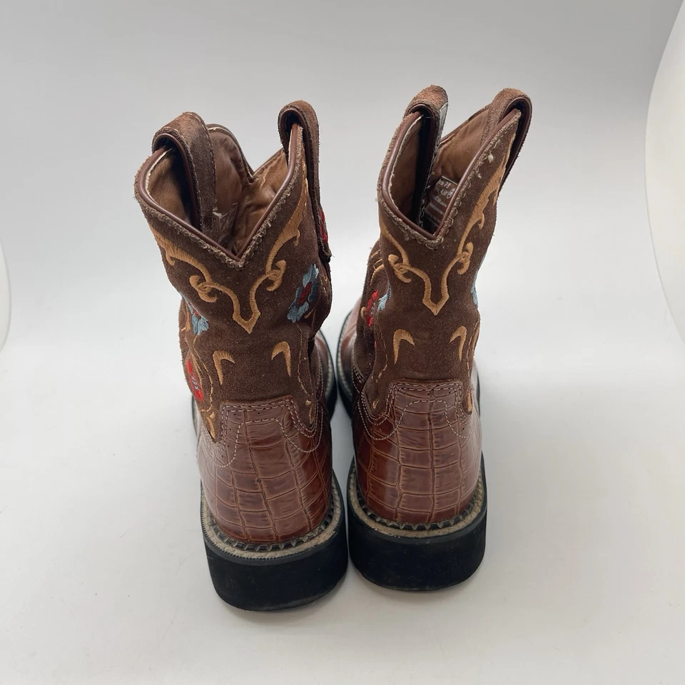 Ariat Fat Baby Boots Womens 7 B Brown Leather Floral Hertiage Western Cowgirl - Image 4 of 4