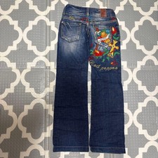 Jeans Denim RED PEPPER Bootcut 25 Bordados Vintage Lavado M