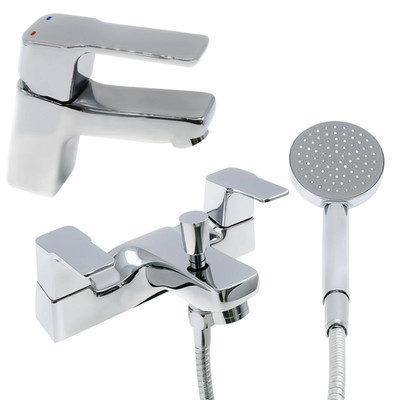 Araya Castillo Waschtischarmatur & Badewanne Dusche Mischbatterie Set Chrom