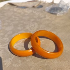 Paire bracelets 2 en Bakelite Art déco annes 20-30 couleur butter Scotch