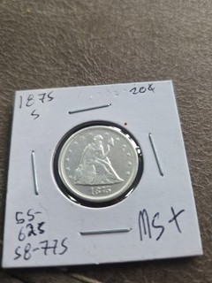 1875 s twenty cent piece san francisco mint