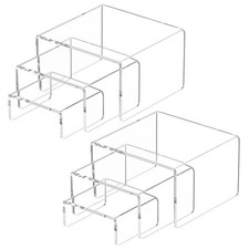 Acrylic Display Risers Stand 2 Sets,3 Steps Clear Riser Shelf Showcase for Am...