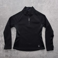 Spyder Core Sweater Womens Medium Black 1/4 Zip Fleece Pullover Ski Hiking Top