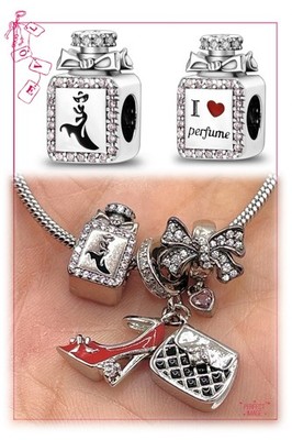 Charm Anhänger I  Perfume m. Accessoires + Halskette 52cm Stainless Steel 