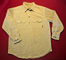Vintage TIMBERLAND Mens Heavy Corduroy 1/4 Button Shirt Medium Beige 90's EUC