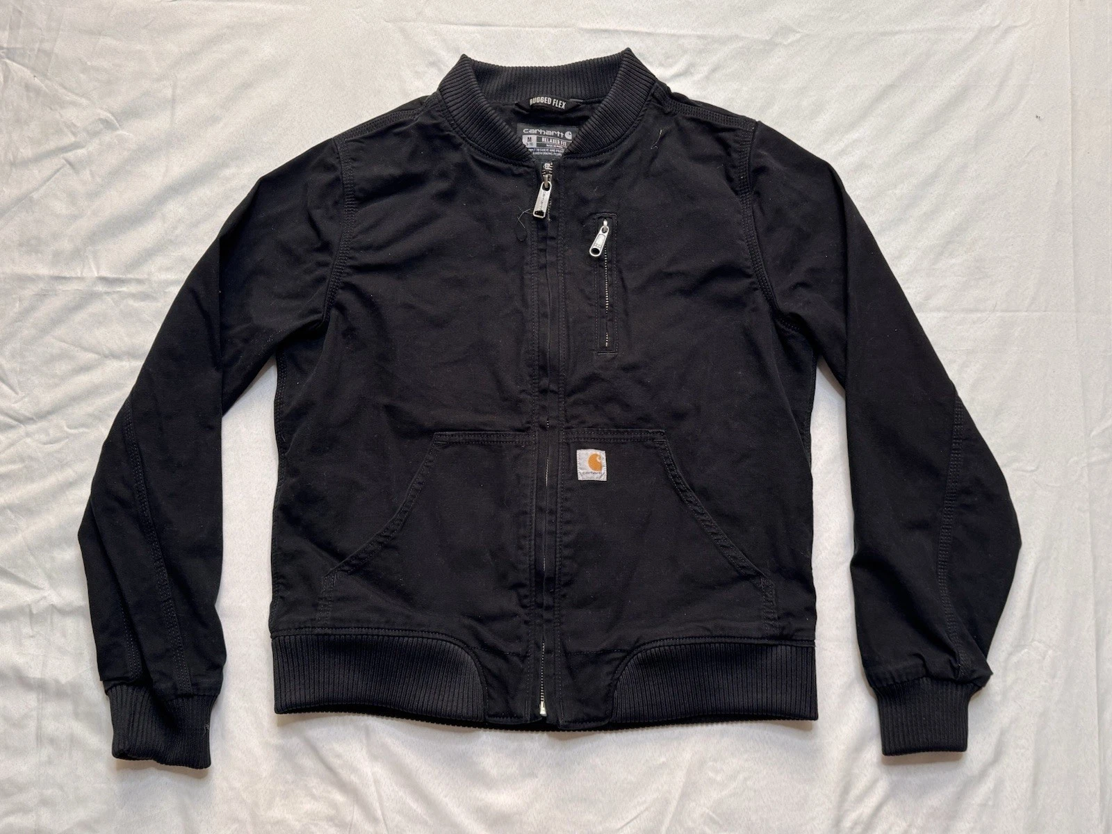 Carhartt Boys Rugged Flex Relaxed Fit Size M (8-10) Black Jacket Full Zip #1069
