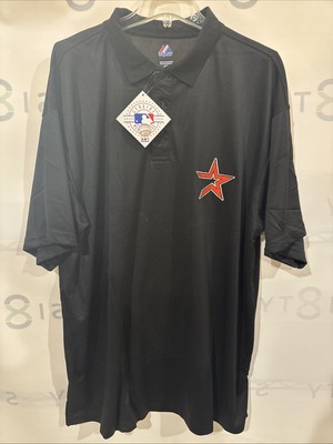 Houston Astros MLB Majestic Men's Black Vintage Logo Polo Big And Tall