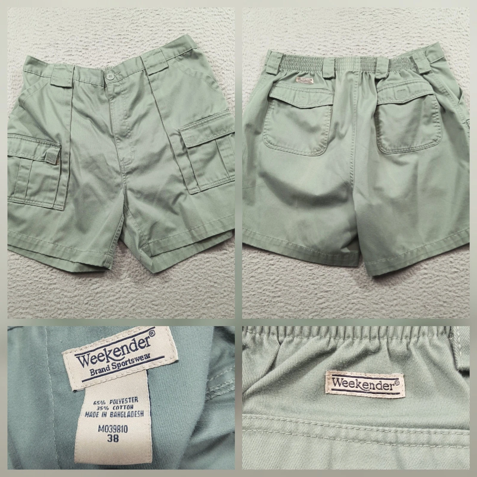 Weekender Cargo Shorts Mens 38 Sage Green Cotton Blend Outdoor Fishing Hiking