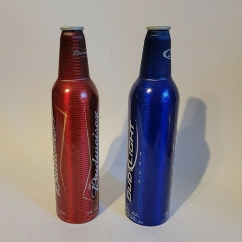 Budweiser Bud Light Aluminum Bottles 2008 16 ounce Red Blue Empty 2000s - Picture 5 of 7